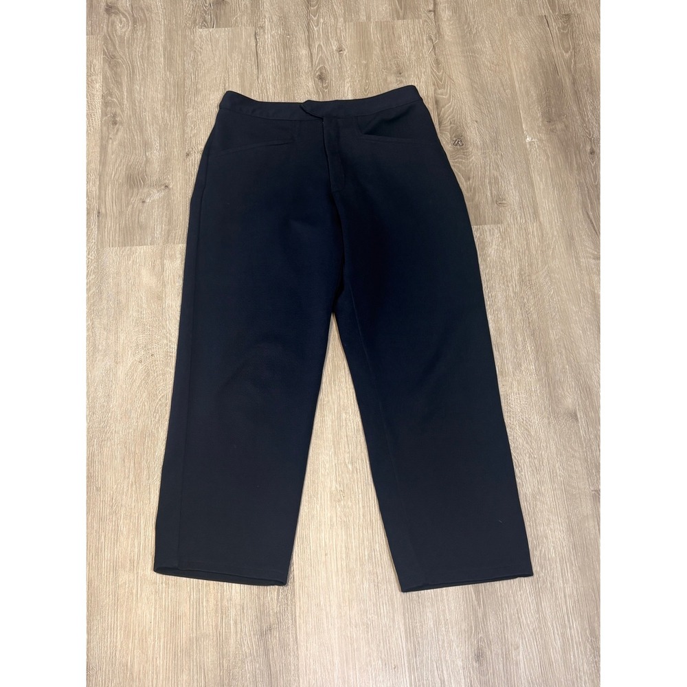 Vintage 90s Free People Navy Blue Wide Leg Trousers High Waist Cropped Pants 7/8